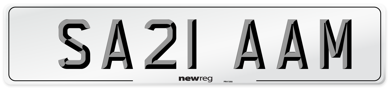 SA21 AAM Number Plate from New Reg
